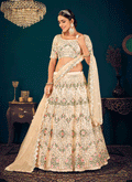 Ivory Mirrorwork Embroidered Wedding Lehenga Choli
