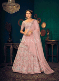 Pink Mirrorwork Embroidered Wedding Lehenga Choli