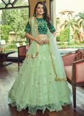 Green Two Tone Sequence Embroidered Net Lehenga Choli