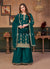 Turquoise Traditional Embroidered Designer Palazzo Suit 