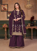 Purple Traditional Embroidered Designer Palazzo Suit
