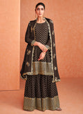 Brown Embroidered Designer Sharara Suit