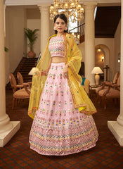 Pink Gota Patti Embroidered Georgette Lehenga Choli