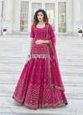 Pink Multi Embroidered Wedding Lehenga Kurti