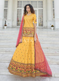 Yellow Multi Embroidered Wedding Lehenga Kurti