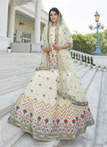 Off White Multi Embroidered Wedding Lehenga Kurti