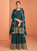 Turquoise Embroidered Designer Sharara Suit