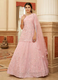 Soft Pink Embroidered Lehenga Kurti