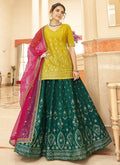 Multi Coloured Embroidered Lehenga Kurti
