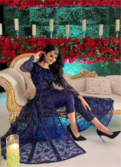 Navy Blue Zari Embroidered Anarkali Suit