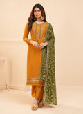 Yellow And Green Embroidered Salwar Kameez