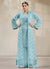 Sky Blue Mirror Work Embroidery Jacket Style Palazzo Suit