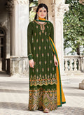 Green And Yellow Multi Embroidered Palazzo Suit