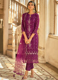 Rani Pink Sequence And Zari Embroidery Pant Style Suit