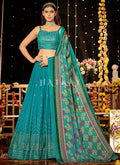 Turquoise Sequence Embroidery Traditional Lehenga Choli