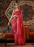 Bridal Red Zari Weaved Jacquard Silk Saree