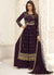 Purple Sequence Embroidery Festive Palazzo Suit