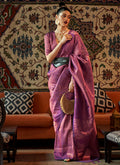 Purple Zari Weaved Jacquard Silk Saree