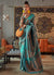 Turquoise Zari Weaved Jacquard Silk Saree