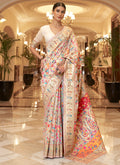 Off White Kashmiri Weaved Silk Saree