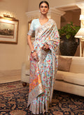 Ice Blue Kashmiri Weaved Silk Saree