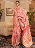 Soft Peach Kashmiri Weaved Silk Saree