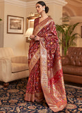 Bridal Red Kashmiri Weaved Silk Saree