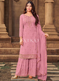 Pale Pink Zari Embroidery Gharara Style Suit