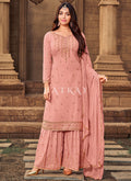 Peach Zari Embroidery Gharara Style Suit