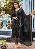 Black Embroidered Traditional Pant Style Suit