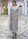 Grey Sequence Embroidery Pakistani Pant Style Suit