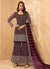 Maroon Mirror Embroidered Georgette Sharara Suit