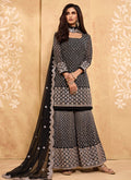 Black Mirror Embroidered Georgette Sharara Suit