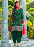 Dark Green Mirror Work Embroidered Patiala Suit