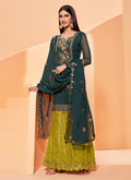 Dark Green Georgette Gharara Suit