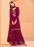 Hot Pink Georgette Palazzo Suit