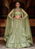 Lime Green Sequence Embroidered Designer Lehenga Choli