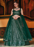 Dark Green Sequence Embroidered Designer Lehenga Choli