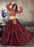 Maroon Sequence Embroidery Traditional Flared Skirt And Top