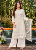 Off White Lucknowi Embroidery Festive Palazzo Suit