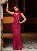 Hot Pink Sequence Work Party Wear Saree