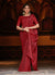 Bright Red Sequence Embroidered Party Wear Saree