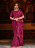 Hot Pink Sequence Embroidered Party Wear Saree