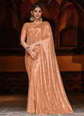 Soft Peach Sequence Embroidered Party Wear Saree