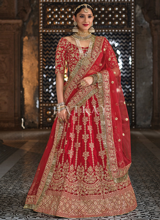 Bridal Red Traditional Embroidery Wedding Lehenga Choli