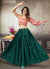 Green Sequence Embroidery Traditional Flared Skirt And Top