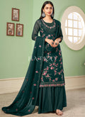 Green Multi Embroidery Georgette Palazzo Suit