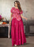 Hot Pink Sequence Embroidery Traditional Flared Skirt And Top
