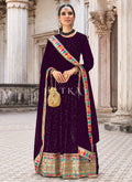 Purple Sequence And Multi Embroidered Anarkali Suit