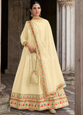 Cream Sequence And Multi Embroidered Anarkali Suit